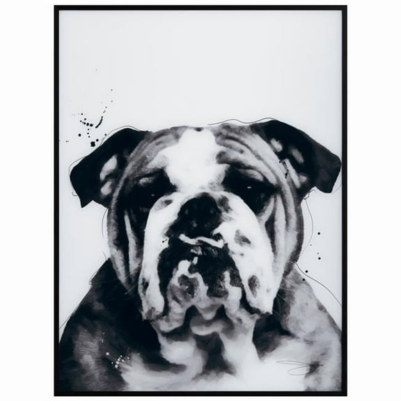 "Bulldog" Pet Paintings on Printed Glass Encased with a Gunmetal Anodized Frame