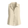 thumbnail image 7 of Tqcoqu Women's Jacket Waistcoat Deep V Neck Sleeveless Button Down Vest Linen Casual Trendy Tank Tops,Beige,Women's S-XXL, 7 of 7