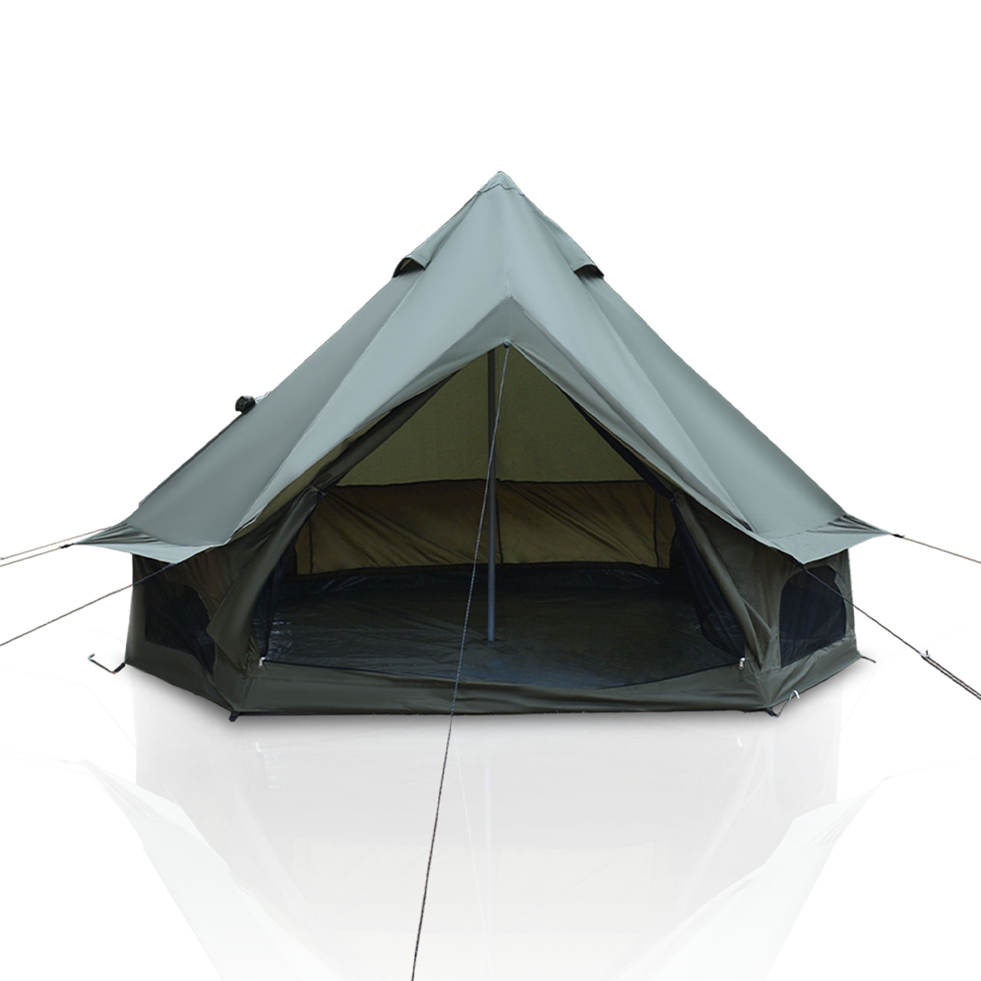 9.8 Ft 4 Season Bell Tent with Stove Jack, Water-Resistant Oxford Glamping Yurt Camping Tent for 4 Person Family Outdoor Party, Summer Camping Shelter, Green
