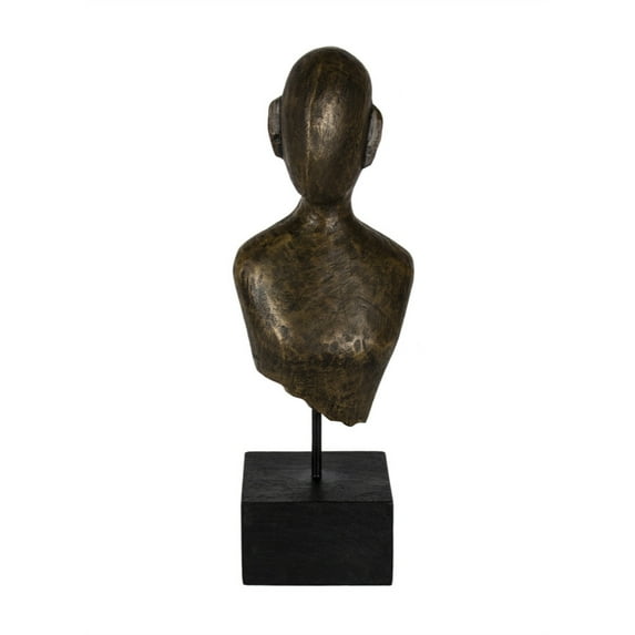 Aesthetic Resin Human Bust On Stand, Brown
