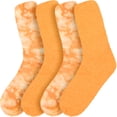 thumbnail image 6 of BambooMN Women's Girl Fuzzy Warm Fluffy Tie-Dye Colorful Fun Crew Socks - Marigold - Extra Large - 4 Pairs, 6 of 6