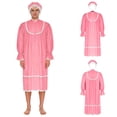 thumbnail image 5 of TiaoBug Men's Long Sleeve Sleep Gown with Sleeping Cap Lace Trim Vintage Victorian Style Pajama Set Sleepwear Pink XL, 5 of 6