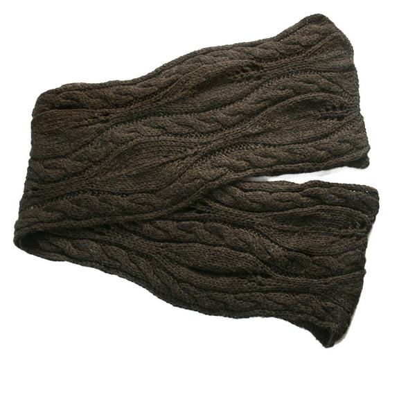 Hand Knit 100% Baby Alpaca Scarf ~ Natural Fiber Wrap for Women ~ Brown