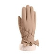 thumbnail image 2 of Women's Winter Suede Gloves with Fur Cuffs - Soft, Warm, Touchscreen, Waterproof，Fleece Lined, 2 of 4