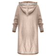thumbnail image 4 of MPWEGNP Women's Color Block Vertical Striped Open Front Oversized Hooded Long Cardigan Sweaters with Pockets Khaki L, 4 of 8