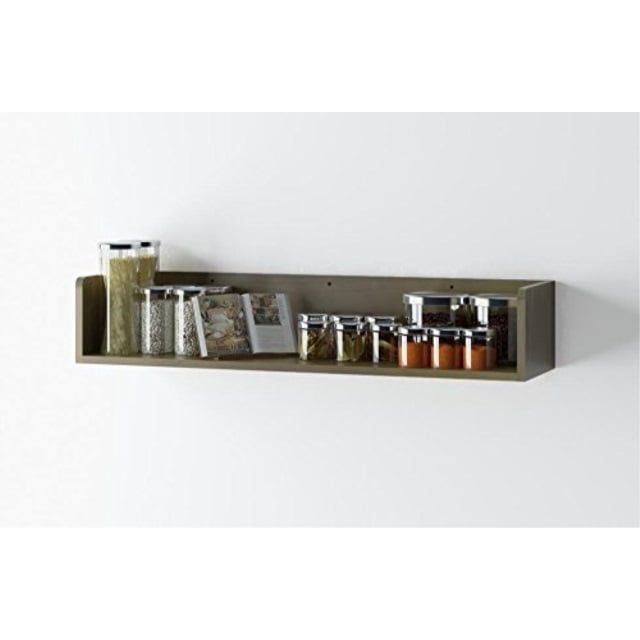 Rustic Kitchen Wood Wall Shelf with Metal Rail Also Multi Use Can Be Used As a