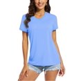 thumbnail image 1 of OUSITAID UPF 50+ T-shirts d'Été à Manches Courtes Col en V T-shirts de Protection Solaire pour Femmes Séchage Rapide Randonnée Course Hauts, 1 of 7