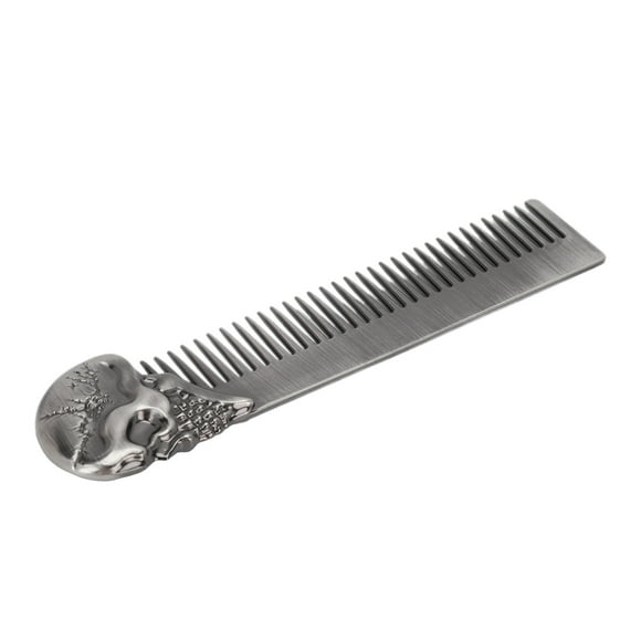 Peine para Barba Para Hombres, Peine Para Bigote Con Patrón de Calavera, Peine para Barba de Bolsillo, Peine Para El Cabello Con Aceite de Aleación de Zinc para Bistientes y Bistientes