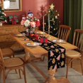 thumbnail image 2 of Gingerbread Christmas Decorations Black Table Runner Pink Tree Glitter Xmas Winter Candy Cane Holiday Kitchen Dining Merry Christmas Table Decor 13x72 in, 2 of 5
