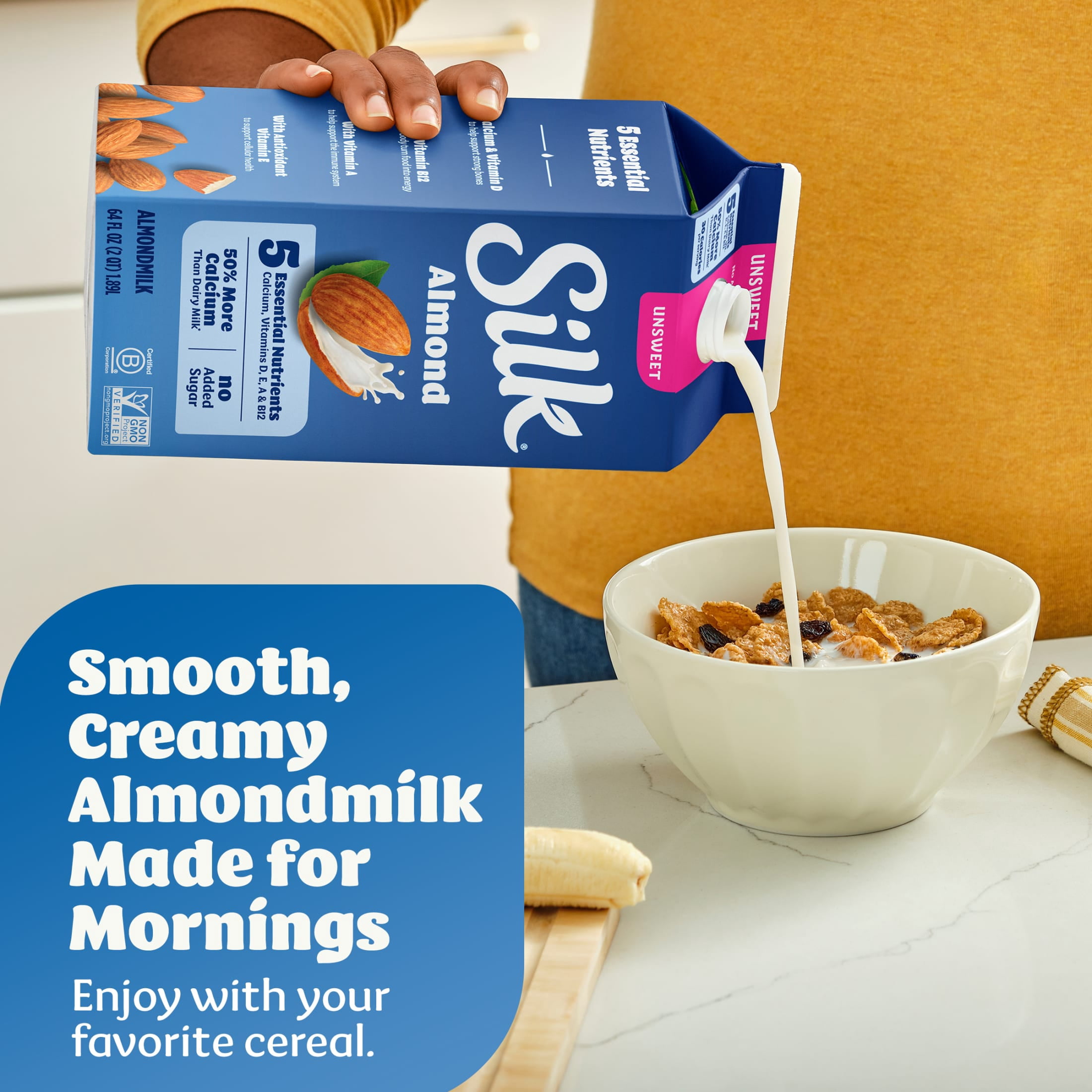 Silk Dairy Free, Gluten Free Dark Chocolate Almond Milk, Plant Based Milk Half Gallon, 64 fl oz