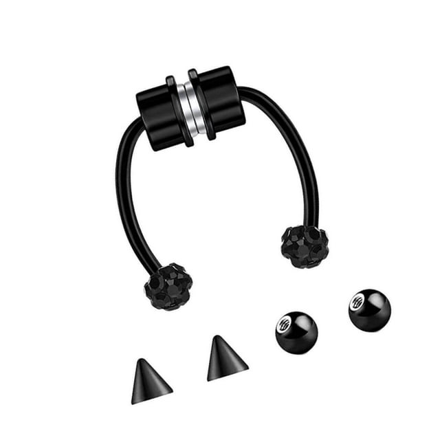 serony Magnetic Fake Septum Nose Rings Hoop Horseshoe for Women Xiangbala Black