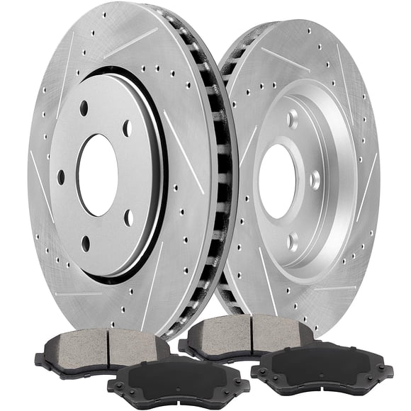 SCITOO Brake Kit Front Brake Rotors and Ceramic Brake Pads fit for 08-16 for Chrysler Town & Country,08-16 for Dodge Grand Caravan,09-13 for Dodge Journey,12-15 for Ram C/V,09-14 for VW for Routan