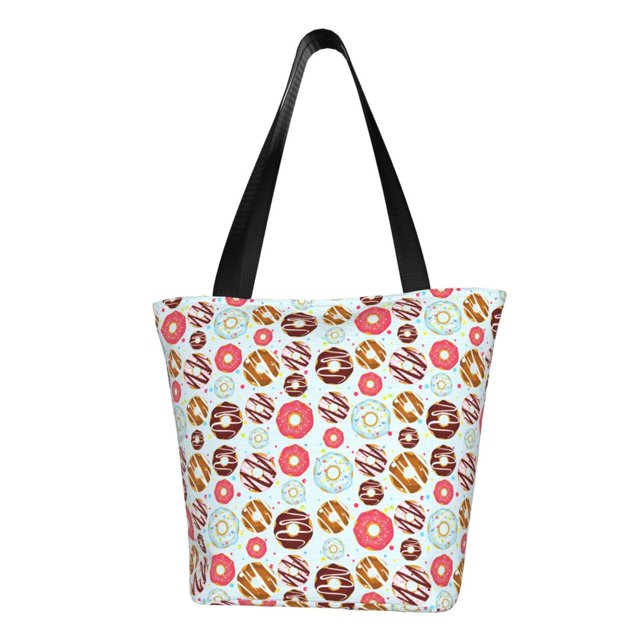 Balery Colorful Donuts Bolsa de Hombro con Diseño, Bolsa Grande y Duradera, Bolsa Versátil para Compras