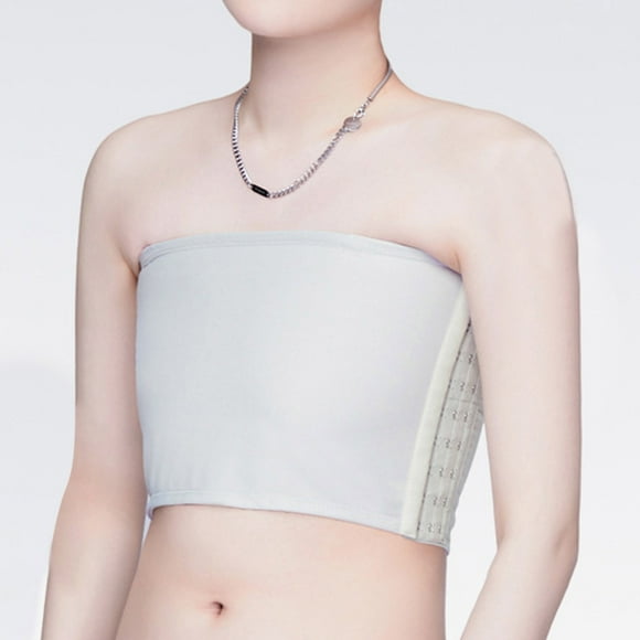 Meichang Women Strapless Crop Tube Top Compression Chest Binder Sleeveless Y2K Corset Tanks Tops Solid Summer Bandeau Tank Vest