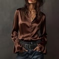 thumbnail image 2 of Womens Summer Tops, Duoif Dress Shirt, Long Sleeve Formal Wear Shirts for Women Brown L, 2 of 5