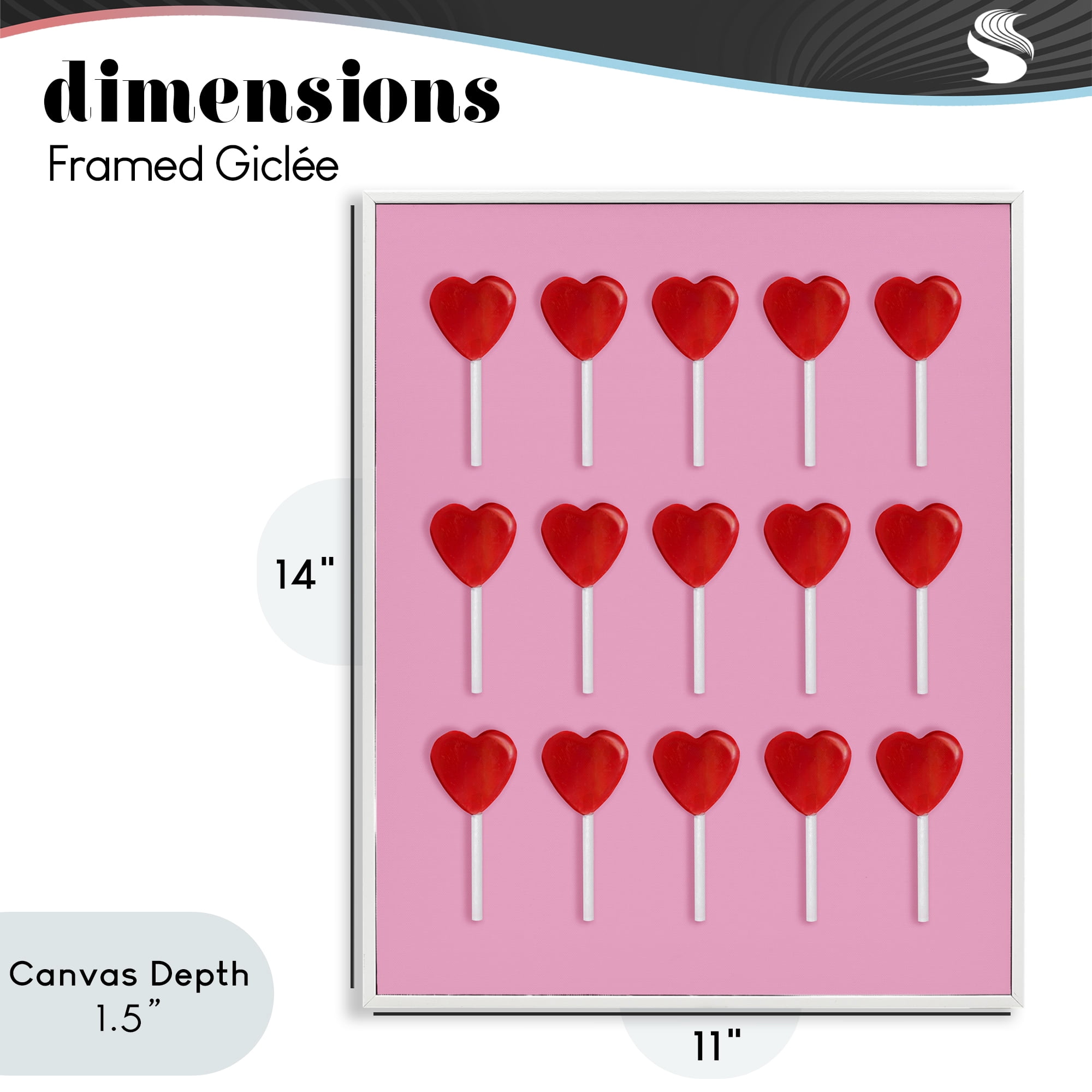 Stupell Industries Heart Lollipops Collection White Framed Giclee Art, design by LISH Creative