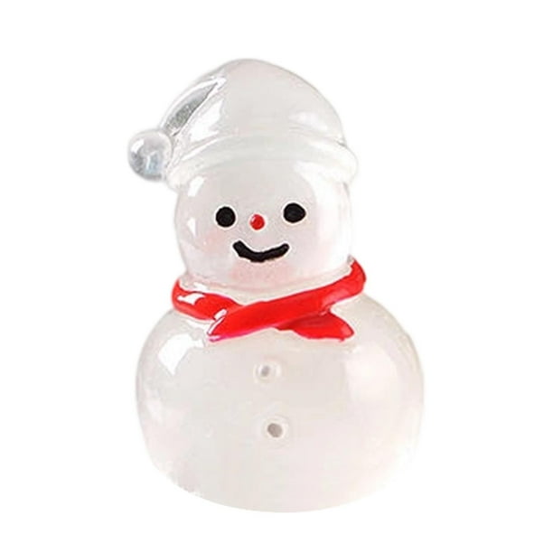 Adorno Navideño de Muñeco de Nieve de Resina Brillante para Escritorio | Bonita Figura con Sombrero y Bufanda Roja | Adorno Navideño Que Brilla En La Oscuridad | Decoración Duradera para Mesas Pequeñ