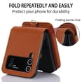 thumbnail image 7 of Allytechgroup Galaxy Z Flip 4 Wallet Case for Women Girls, Crossbody Shoulder Strap RFID Blocking Shockproof Cards Slots PU Leather Case Cover, Brown, 7 of 7