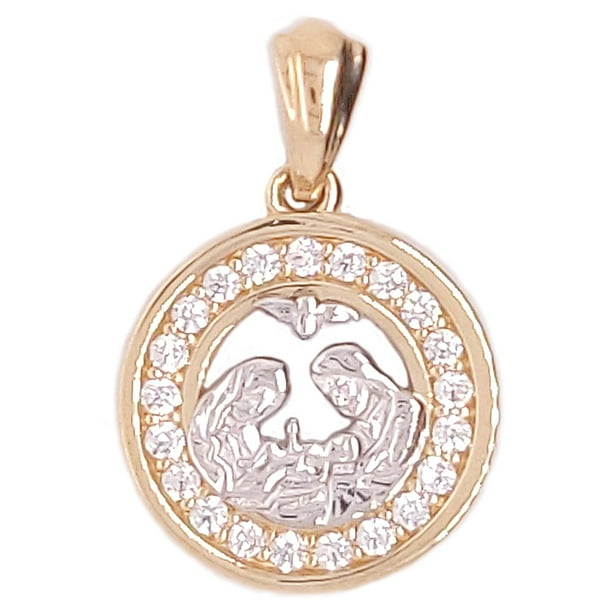 GiveMeGold 14k Yellow Gold, Small Baptism Christening Pendant