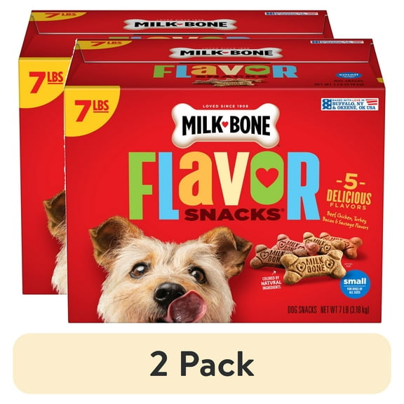 (2 pack) Milk Bone Flavor Snacks Small Dog Biscuits, Flavored Crunchy Dog Treats, 7 lb.