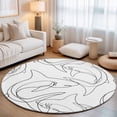 thumbnail image 2 of Round Area Rugs 6Ft, Black White Shark Non-Slip Washable Circle Rugs Carpet, Modern Line Abstract Art Indoor Outdoor Rug Floor Mats Throw Runner for Bedroom Living Room Bathroom, 2 of 8