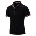 thumbnail image 1 of Camisa de golf Honeeladyy para hombre, de verano, color liso, manga corta, cuello en V, botones, para oficina, trabajo, color negro, talla L, 1 of 8