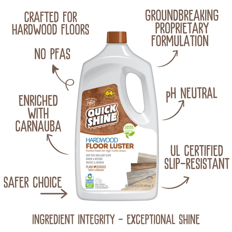 Quick Shine Hardwood Floor Luster, 64 oz Plant-Derived Carnauba Polish photo 2