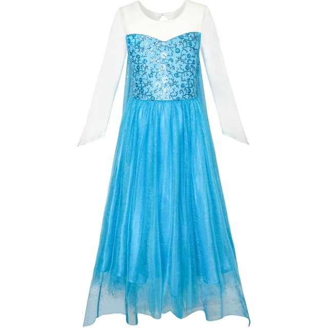 Girls Dress Cartoon Costume Princess Elsa Sparkling Party 12 Years