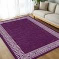 thumbnail image 4 of Dark Purple Geometric 8x10 Area Rugs, White Greek Key Design Burlap Modern Art Non-Skid Rubber Backing Large Rectangle Rugs - Living Room Bedroom Home Office, Indoor Floor Mat Carpets Washable Rug, 4 of 9