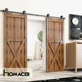 thumbnail image 2 of Homacer Black Rustic Sliding Barn Door Hardware Kit, for Two/Double Doors, 13ft Long Flat Track, T-Shape Design Roller, Heavy Duty, for Interior & Exterior Use, 2 of 7