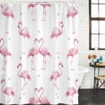 thumbnail image 2 of Pink Flamingo Bathroom Shower Curtains with 12 Hooks Polyester Waterproof Shower Curtain for Stalls and Bathtubs Summer Tropical Animals Decorative Bathroom Privacy Curtain 48x72 Inches, 2 of 9