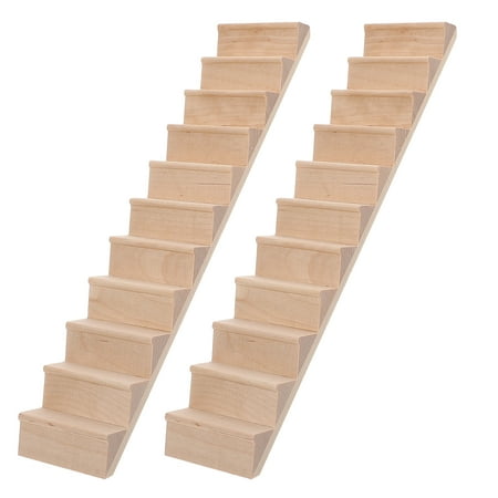 

2pcs Mini House Staircase Miniature Wooden Stairs Without Handrail DIY Accessory