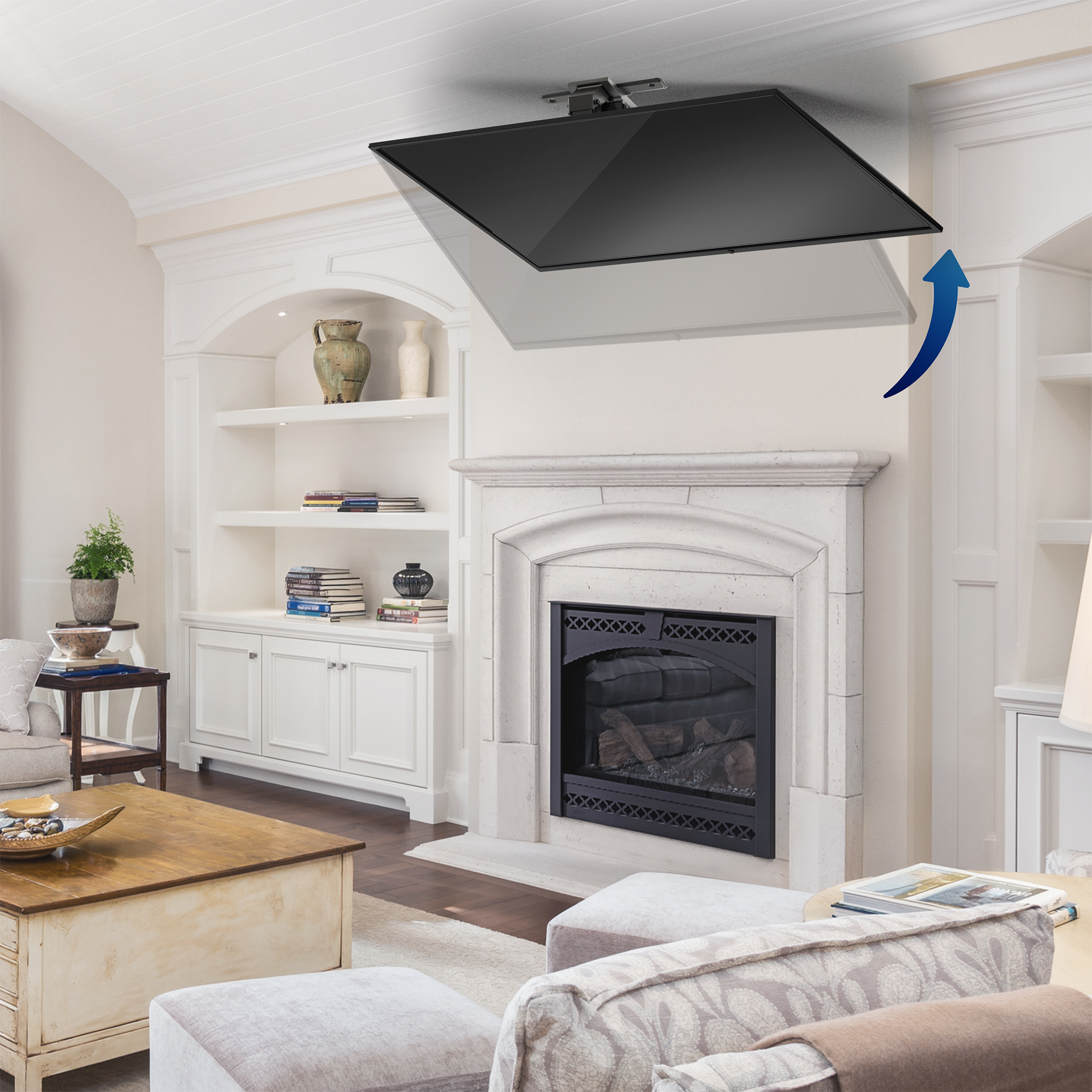 VIVO Black Electric Flip Down Ceiling TV Mount for 37 to 86 inch Screens