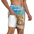 thumbnail image 3 of Picia Beach Starfish Shell pattern Mens Swim Trunks with Compression Liner Stretch Beach Shorts Quick Dry with Zipper Pockets No-Chafing Board Shorts-Medium, 3 of 9