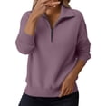 thumbnail image 4 of NMMUED Women Quarter Zip Pullover Womens Quarter Zip Sweater 1/4 Zip Pullover Women Sweater Tops for Women Womens Long Sleeve Tops Zipper Sweaters for Women Winter Tops for Women Light Violet XXL, 4 of 9