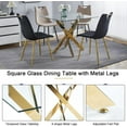 thumbnail image 5 of 36'' Square Dining Table for 2-4, X-Shape Metal Legs, Glass Tea Table Square Gold Kitchen Table for Small Space, 5 of 14