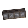 thumbnail image 4 of Fiocias Countertop Wall Mount Wooden Piggy Bank Rustic Four Compartment Money Saving Box Dark Brown, 4 of 9