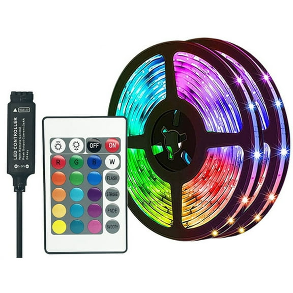 Leyfeng 5V RGB LED Strip Lights 12LEDs/Meter 5050RGB Light Strip LED Tape Light IR Remote Control Adjustable Brightness for Christmas Party Bar Home Decor