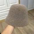 thumbnail image 5 of SikaFu Women Solid Color Simple Bucket Hat New Fashion Wool Blend Fedora Hat for Female Autumn Winter Wool Knitted Fisherman Hat, 5 of 6