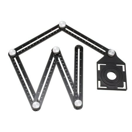 Positioning Roller - Angle Ruler 6 Sides Aluminum Alloy Multi Measuring Tool Folding Rulers with Tile Positioning Aperture for Craftsmen