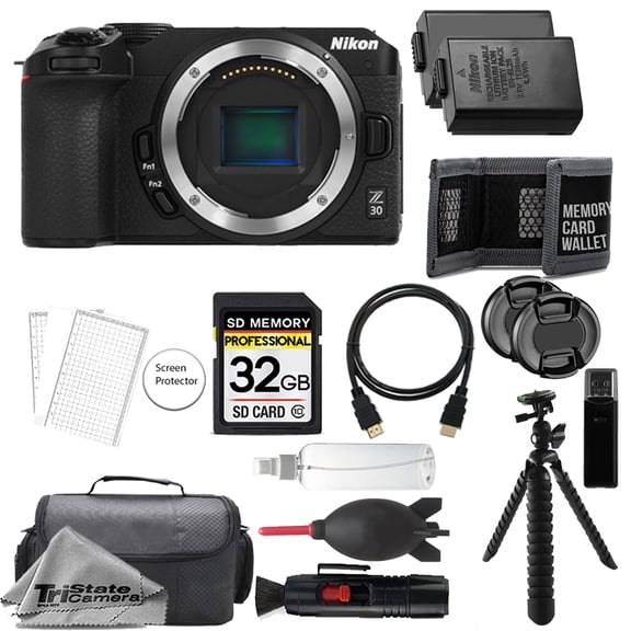 Nikon Z30 Mirrorless Camera   32GB   Extra Battery  Tripod- Accessory Kit (International Version)