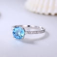 thumbnail image 2 of 7mm Round Cut Swiss Blue Topaz Engagement Ring 925 Sterling Silver Ring, 2 of 5