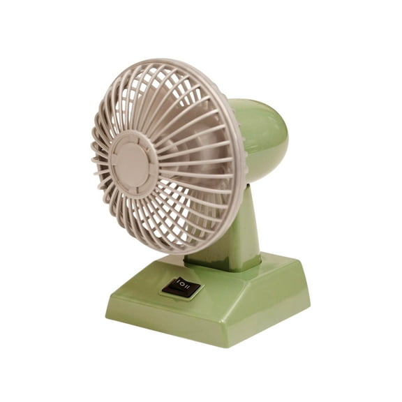 Sourcingbay 4 Inch Vintage Mini Desk Fan, Retro Quiet Portable USB Desktop Fan, Dual Speed, Oscillating, Green and Silver