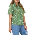 thumbnail image 4 of LA LEELA Hawaiian Shirts Womens Cotton Linen Effect Summer Button Down Holiday Beach Party Tropical Vacation Casual Shirt Short Sleeve Tunics Blouses for Women S Olive, Flamingo, 4 of 4