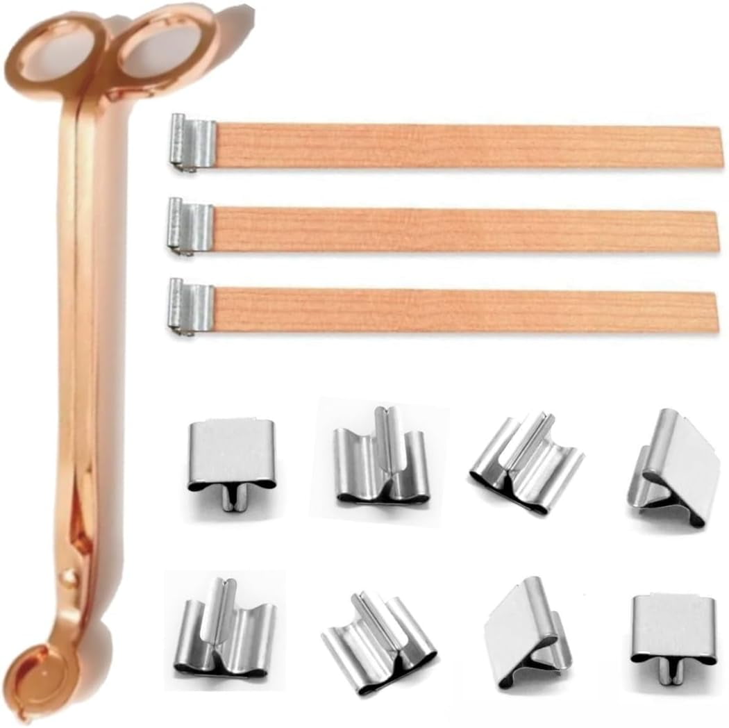 50Pcs Wood Wicks for Candles Making, 5.1x0.5x0.04inch Wood Candle Wicks Natural & Crackling Wooden Candle Wicks with Trimmer for DIY Craft