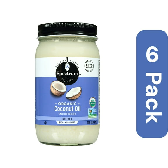 Spectrum Naturals Semi-Refined Organic Coconut Oil 14 oz (Pack Of 6)