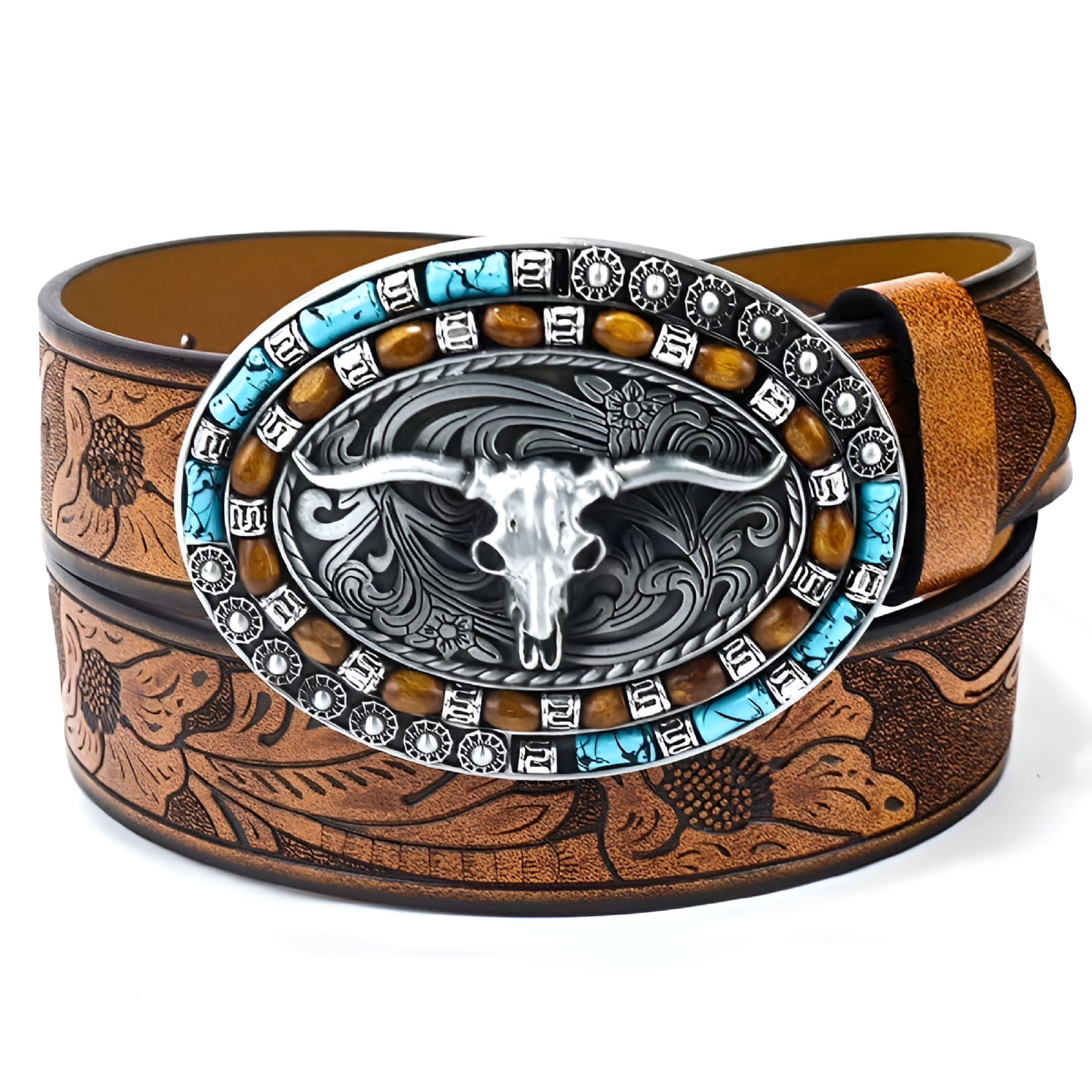 WHIPPY Western Genuine Leather Belt for Women Men Cowgirl 