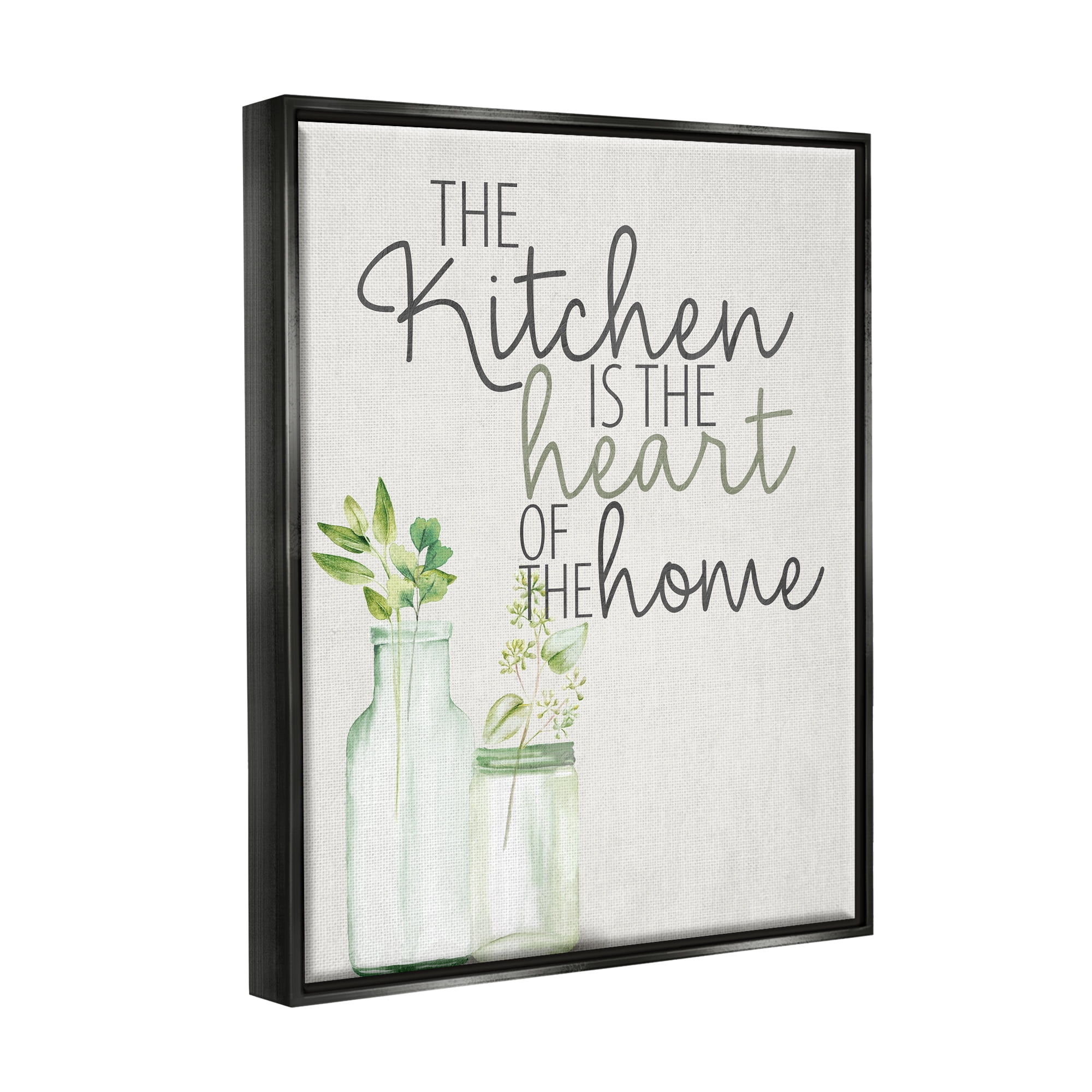 Stupell Industries Kitchen Heart Phrase Food & Beverage Painting Black Floater Framed Art Print Wall Art, 25 x 31