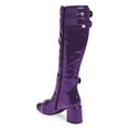 thumbnail image 3 of YDN Women's Round Toe Knee High Boots Strappy Buckle Chunky Mid Heel Zippers Long Booties Daily Club Dress Shoes Size 6.5 Purple, 3 of 4
