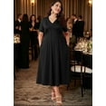 thumbnail image 5 of LapaPlus Women's Plus Size Summer Midi Dress - Elegant V-Neck A-Line Formal Dress with Pockets, Wedding Guest & Bridesmaid Dress, Solid Evening Party Dress, 5 of 14
